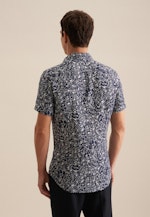 Linen Short sleeve Business Shirt in Slim with Kent-Collar in Dark Blue |  Seidensticker Onlineshop