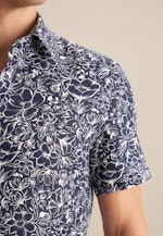 Linen Short sleeve Business Shirt in Slim with Kent-Collar in Dark Blue |  Seidensticker Onlineshop