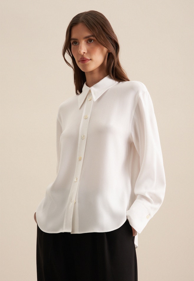 Crepe satin Shirt Blouse in White | Seidensticker online shop