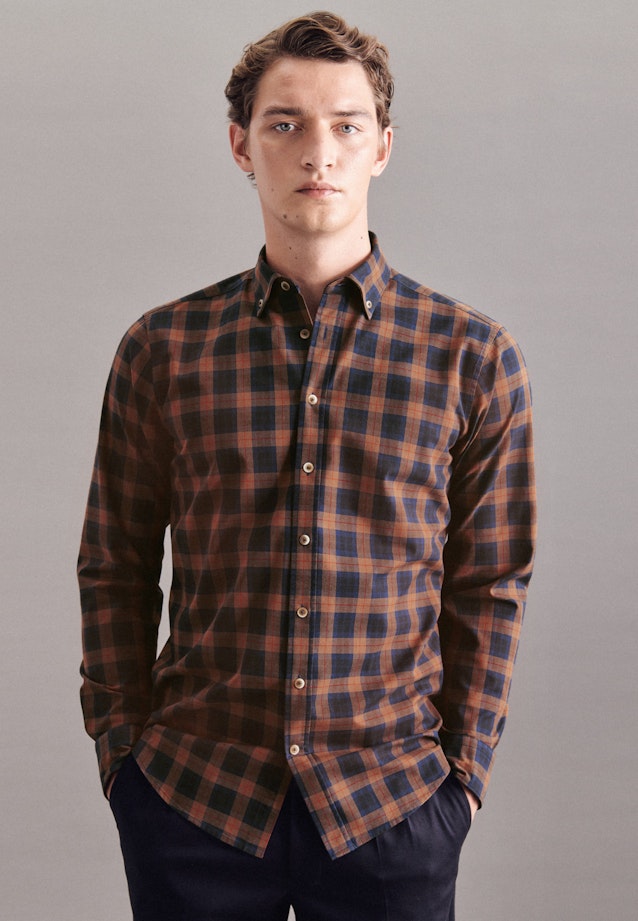 Regular Casual Hemd Karo in Braun |  Seidensticker Onlineshop