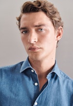 Regular Denimhemd Uni in Mittelblau |  Seidensticker Onlineshop