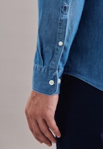 Regular Denimhemd Uni in Mittelblau |  Seidensticker Onlineshop
