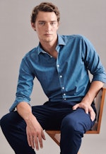 Regular Denimhemd Uni in Mittelblau |  Seidensticker Onlineshop