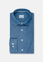 Regular Denimhemd Uni in Mittelblau |  Seidensticker Onlineshop