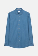 Regular Denimhemd Uni in Mittelblau |  Seidensticker Onlineshop