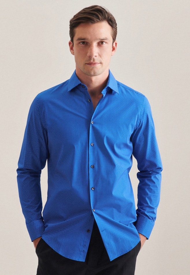 Business Shirt in Slim with Kent-Collar in Medium Blue | Seidensticker online shop