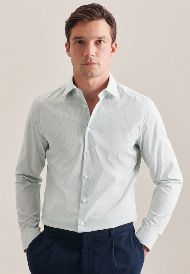 Non-iron Poplin Business Shirt in Slim with Kent-Collar in Green |  Seidensticker Onlineshop