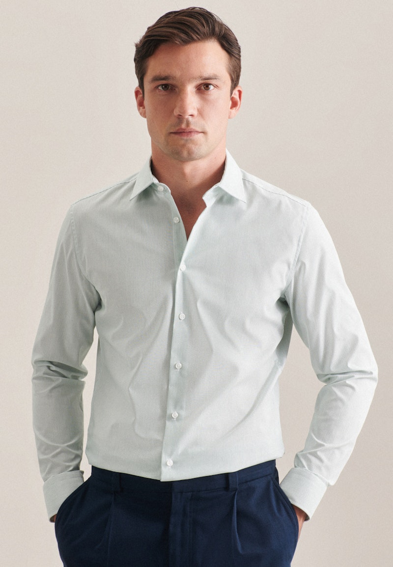 Non-iron Poplin Business Shirt in Slim with Kent-Collar