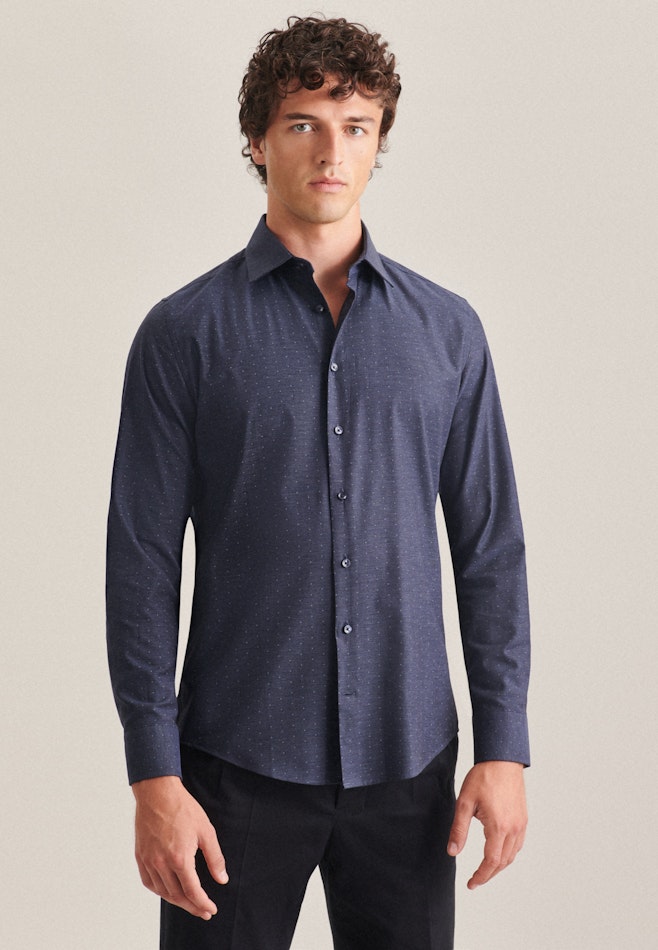 Chemise Business Slim Twill (sergé) Col Kent dans Bleu Foncé | Boutique en ligne Seidensticker