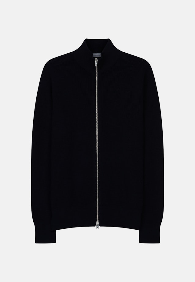 Long sleeve Rib Knit Jacket in Dark Blue |  Seidensticker Onlineshop