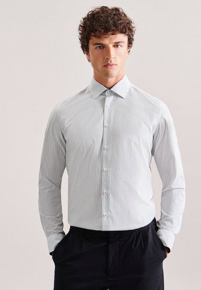 Non-iron Poplin Business Shirt in Slim with Kent-Collar in Green | Seidensticker online shop