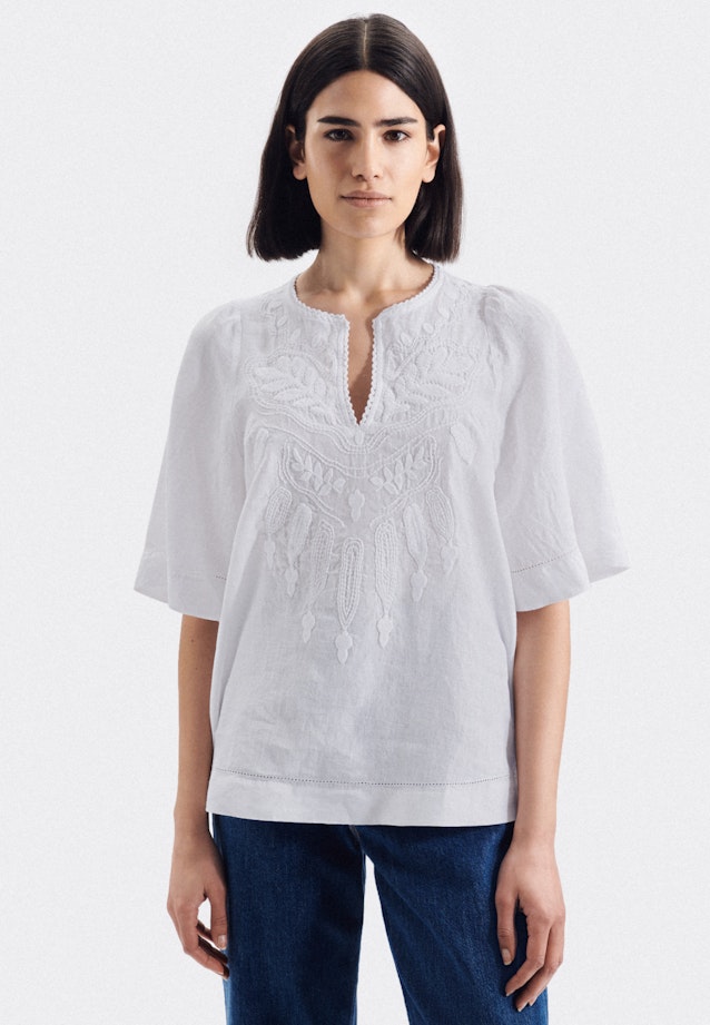 Regular fit Shirtbluse Uni in Weiß |  Seidensticker Onlineshop