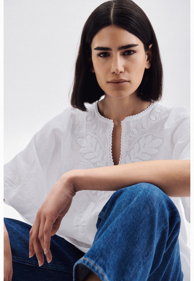 Regular fit Shirtbluse Uni in Weiß |  Seidensticker Onlineshop