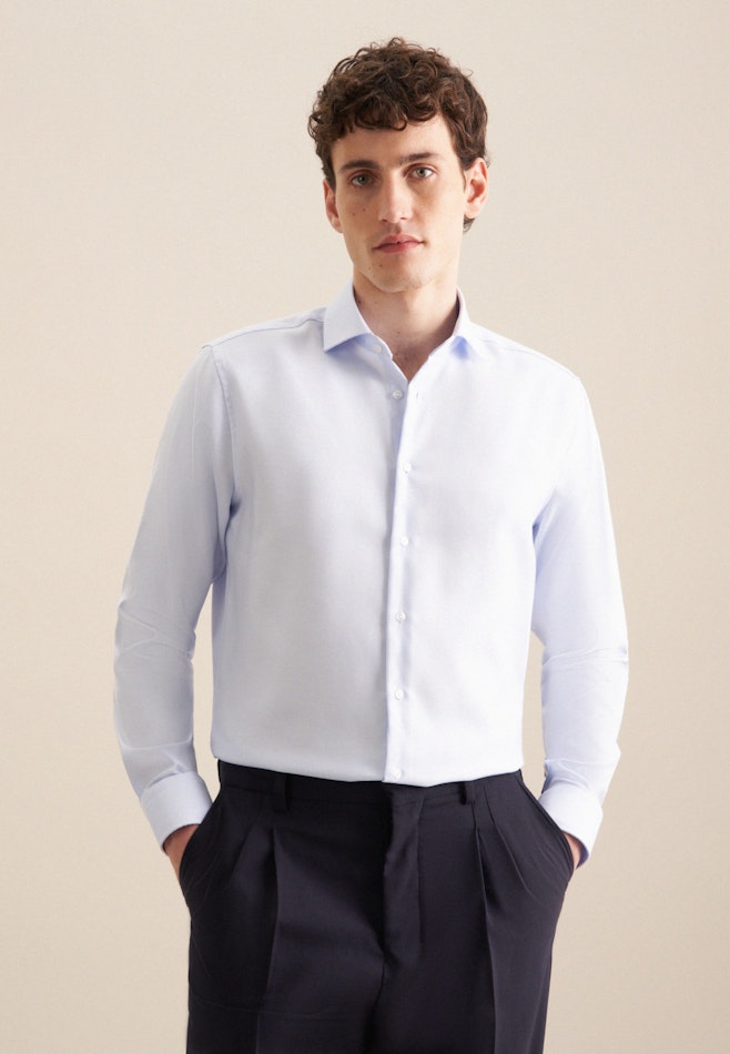 Non-iron Twill Business shirt in Regular with Kent-Collar in Light Blue | Seidensticker online shop