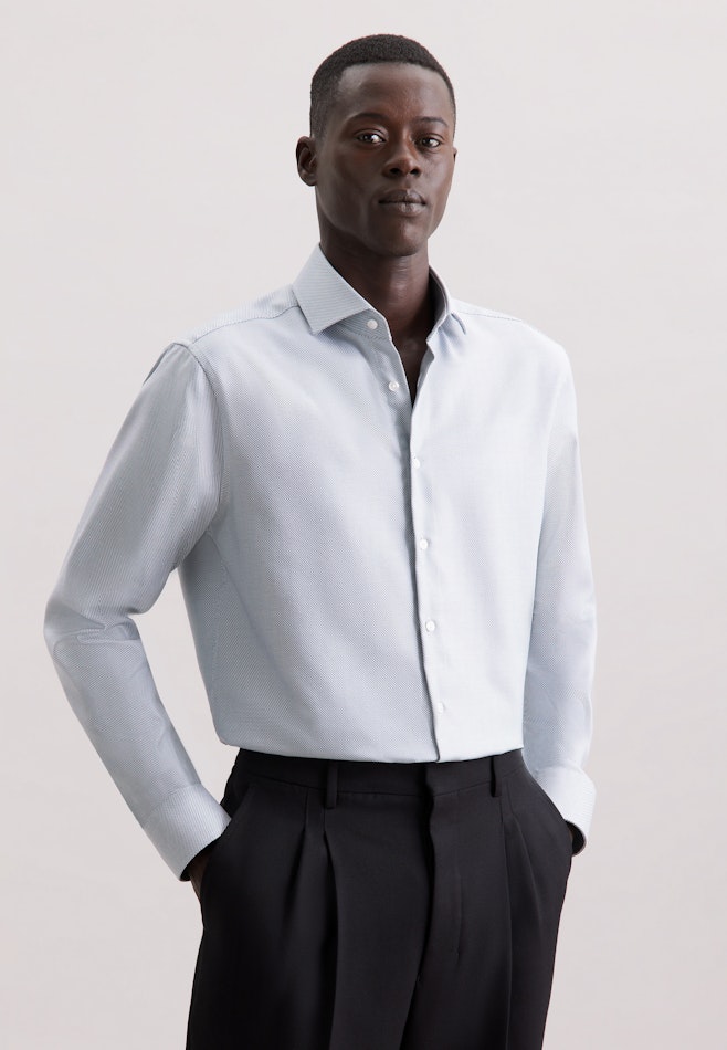 Regular Chemise d'affaires Structure dans Vert | Boutique en ligne Seidensticker