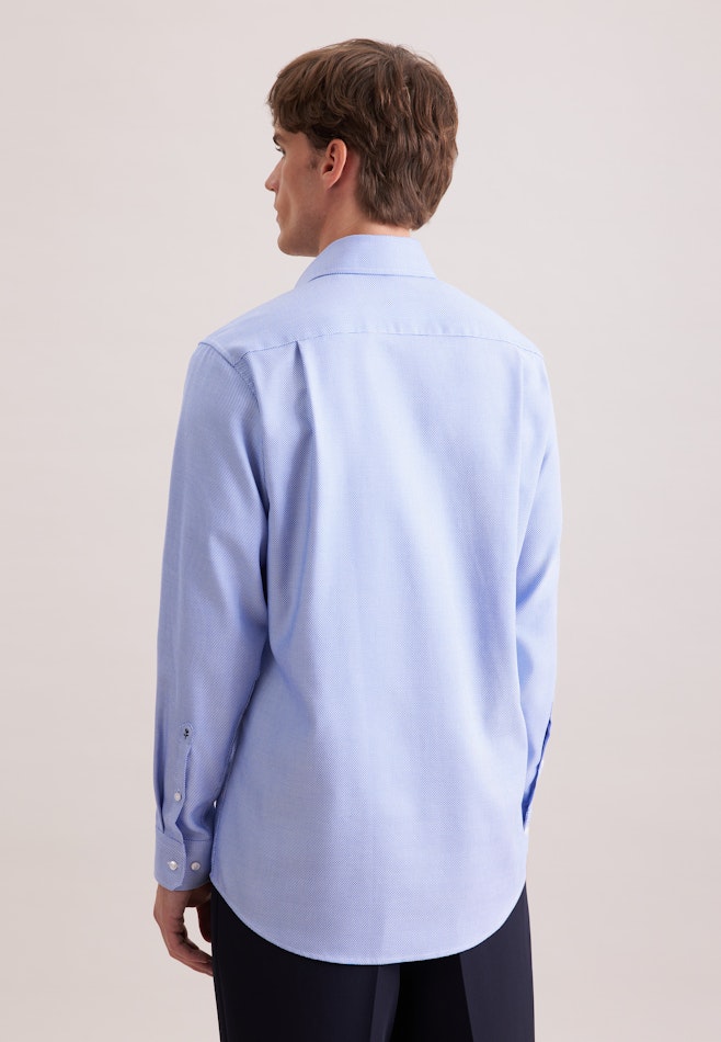 Regular Chemise d'affaires Structure dans Bleu Moyen | Boutique en ligne Seidensticker