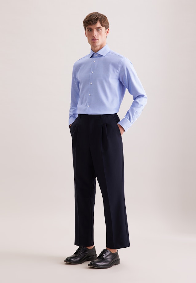 Regular Business Hemd Struktur in Mittelblau |  Seidensticker Onlineshop