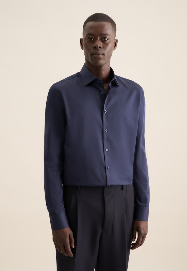 Slim Chemise d'affaires Uni dans Bleu Foncé | Boutique en ligne Seidensticker