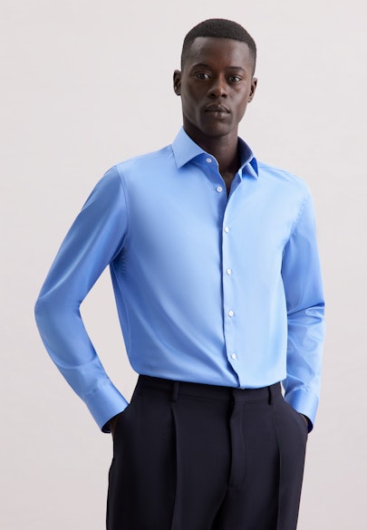 Slim Business shirt Uni in Mittelblau |  Seidensticker Onlineshop