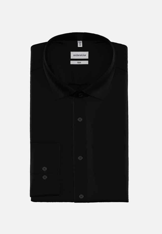 Chemise Business Slim Satin Col Kent in Noir |  Seidensticker Onlineshop