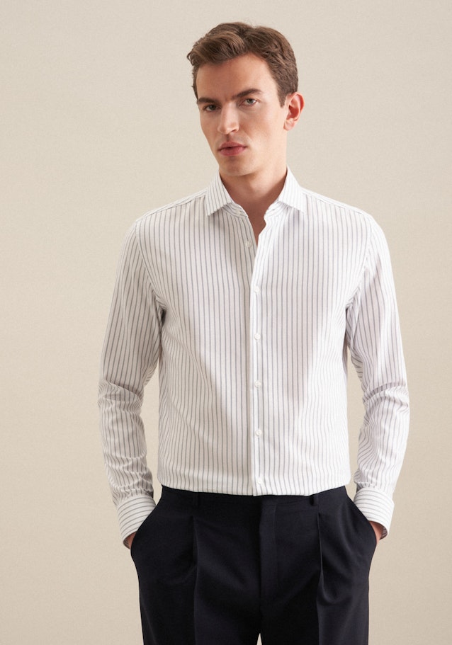 Seidensticker Bügelfreies Struktur Business Hemd in Slim mit Kentkragen