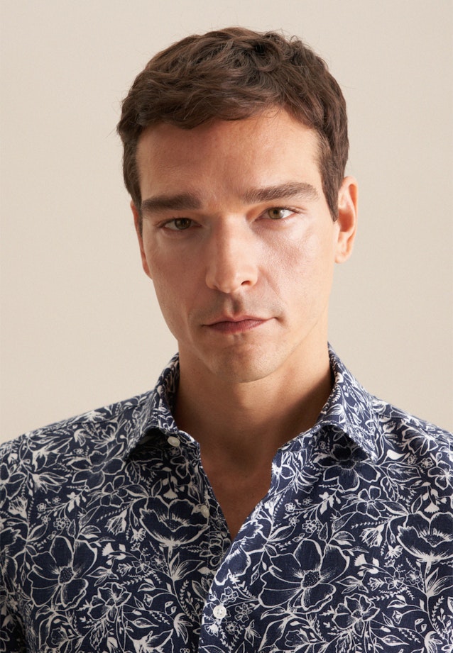 Shaped Business shirt Floral in Dark Blue |  Seidensticker Onlineshop
