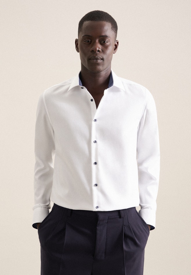 Non-iron Twill Business Shirt in Slim with Kent-Collar in White | Seidensticker online shop