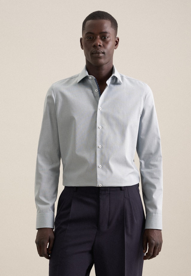 Non-iron Structure Business Shirt in Slim with Kent-Collar in Green |  Seidensticker Onlineshop