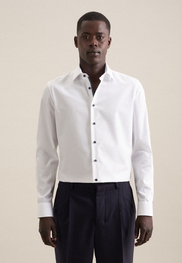 Chemise Business Slim Structuré Col Kent in Blanc |  Seidensticker Onlineshop