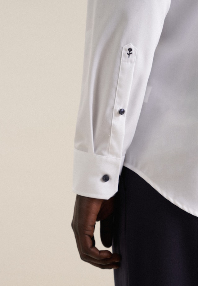 Chemise Business Slim Structuré Col Kent in Blanc |  Seidensticker Onlineshop