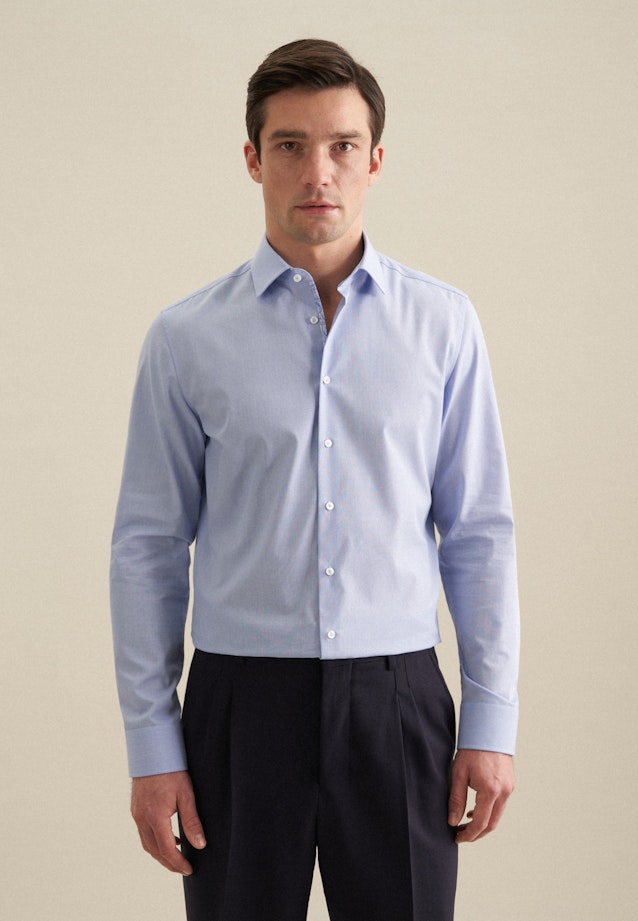 Non-iron Poplin Business Shirt in Slim with Kent-Collar in Light Blue |  Seidensticker Onlineshop