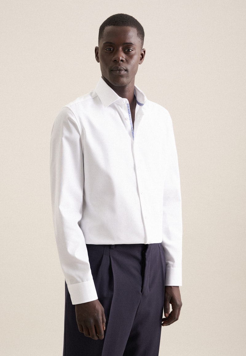 Non-iron Poplin Business Shirt in Slim with Kent-Collar