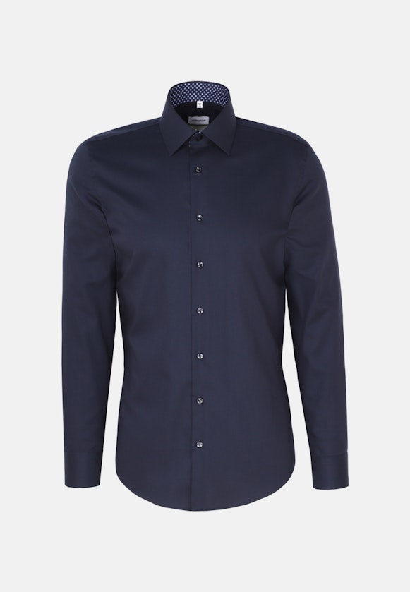 Chemise Business Shaped Twill (sergé) Col Kent in Bleu Foncé |  Seidensticker Onlineshop