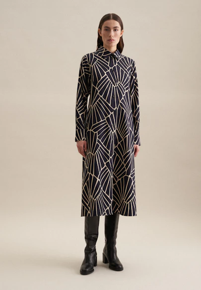 Kleid Druck in Dunkelblau |  Seidensticker Onlineshop