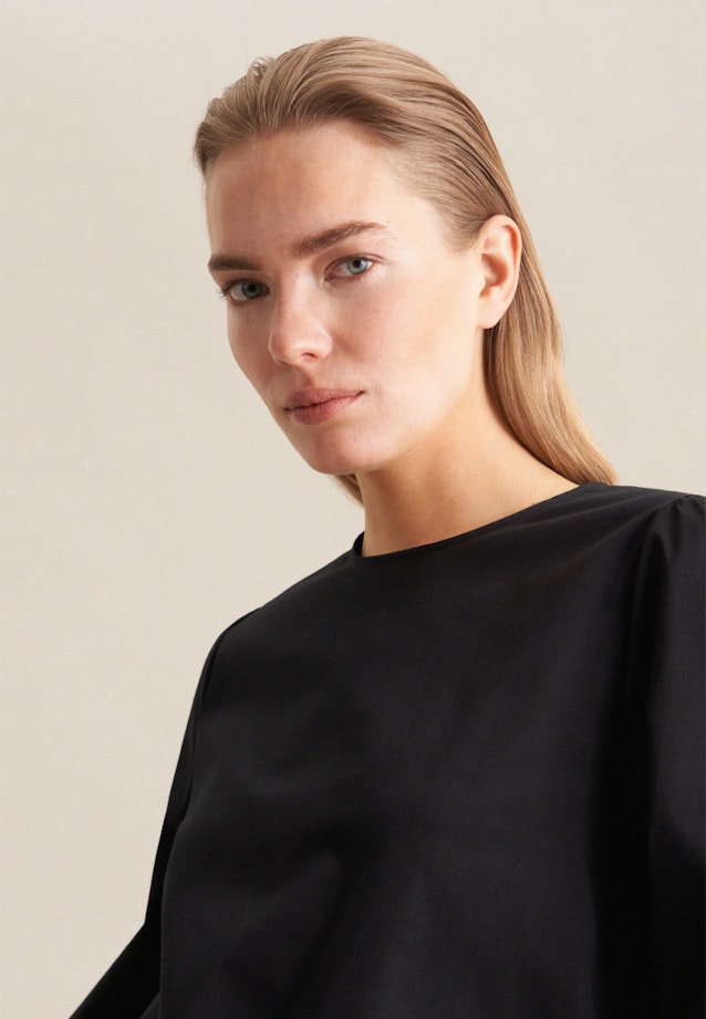 lange Arm Satin Shirtblouse in Zwart |  Seidensticker Onlineshop