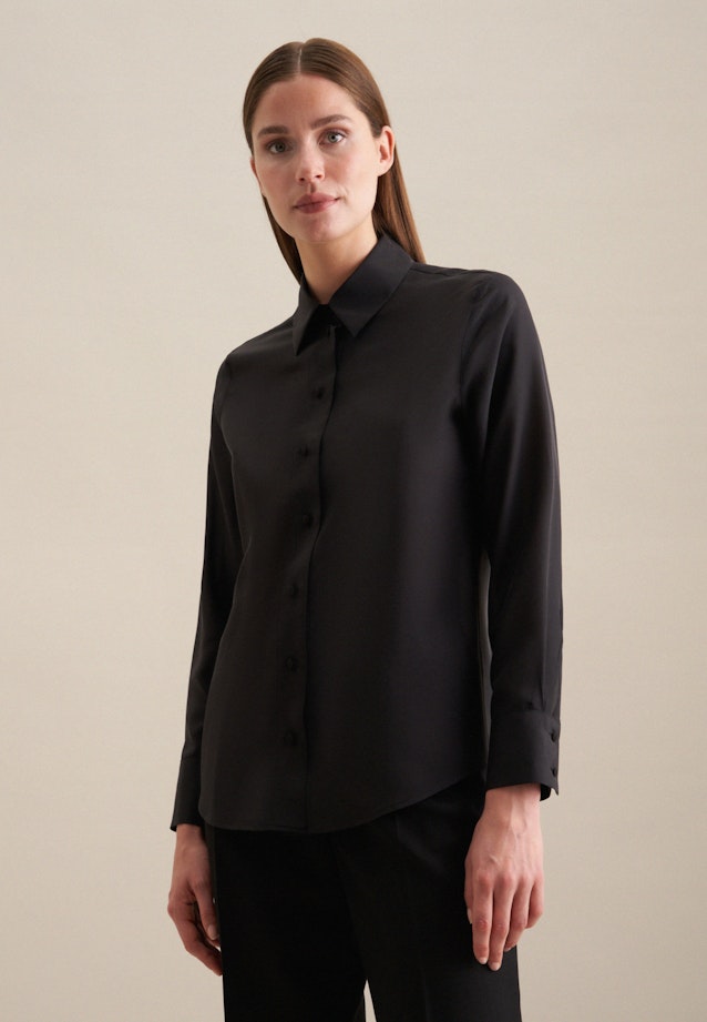 Long sleeve Crepe Shirt Blouse in Black |  Seidensticker Onlineshop