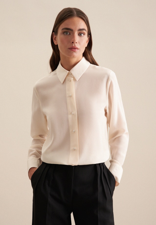 Long sleeve Crepe Shirt Blouse in Ecru |  Seidensticker Onlineshop