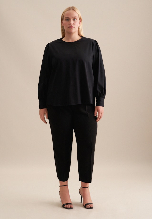 Curvy Rundhals Shirtbluse Regular in Schwarz |  Seidensticker Onlineshop