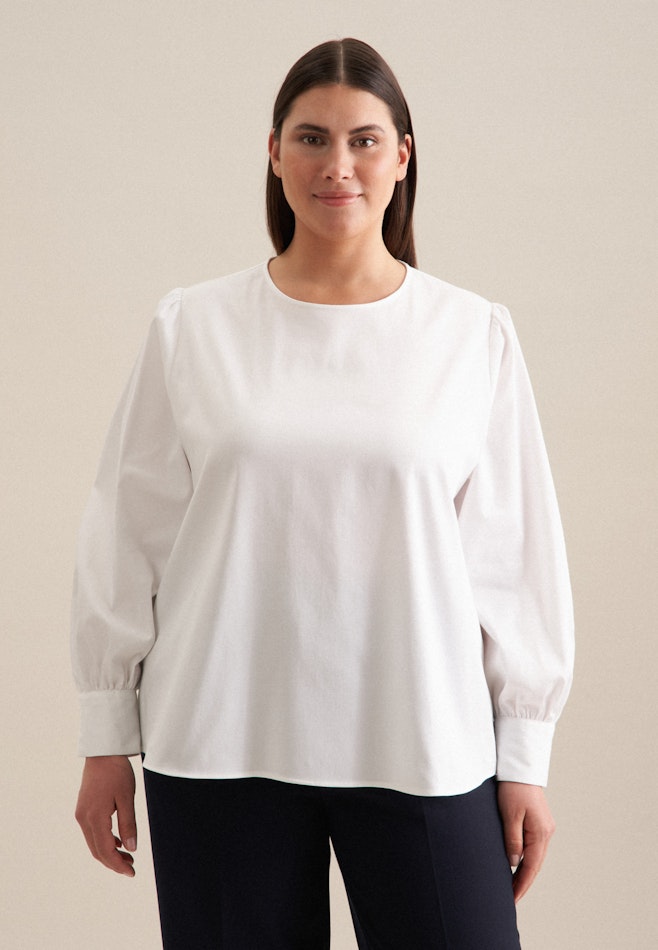 Curvy Rundhals Shirtbluse Regular in Weiß | Seidensticker Onlineshop