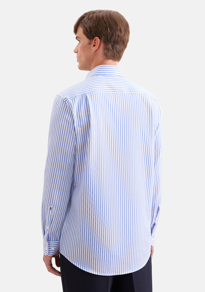 Regular Business Hemd Gestreift in Mittelblau | Seidensticker Onlineshop