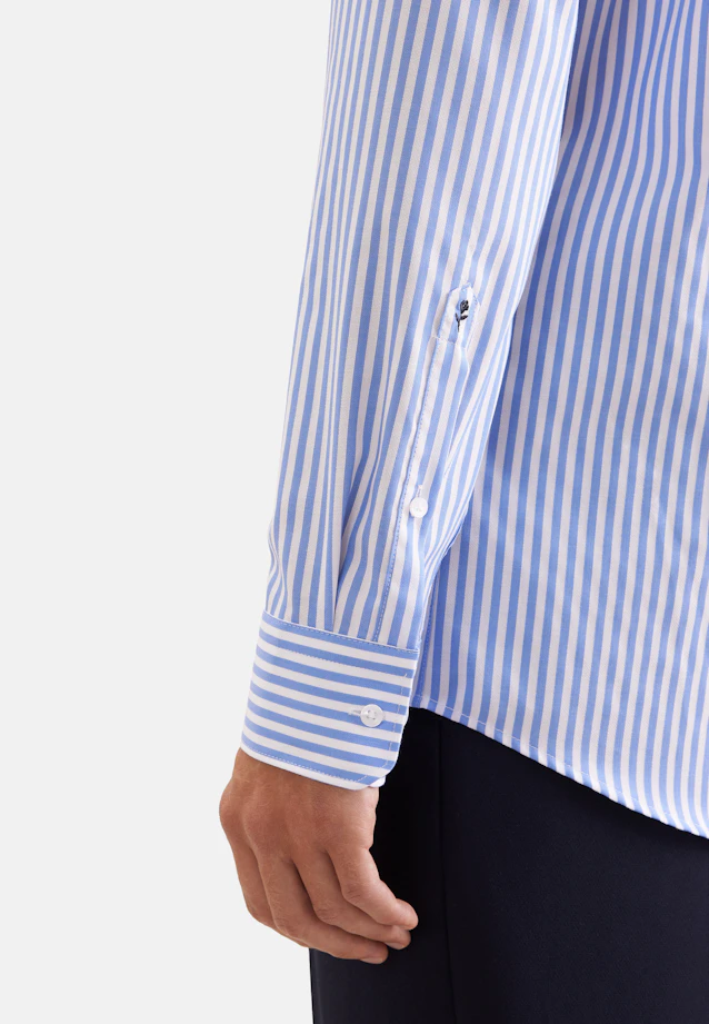 Regular Business Hemd Gestreift in Mittelblau |  Seidensticker Onlineshop