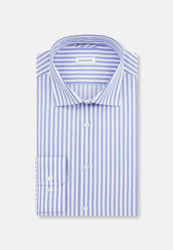 Regular Business Hemd Gestreift in Mittelblau | Seidensticker Onlineshop