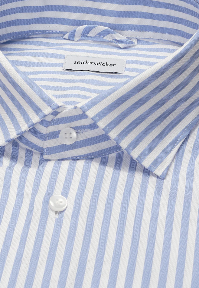 Shaped Business Hemd Gestreift in Mittelblau | Seidensticker Onlineshop