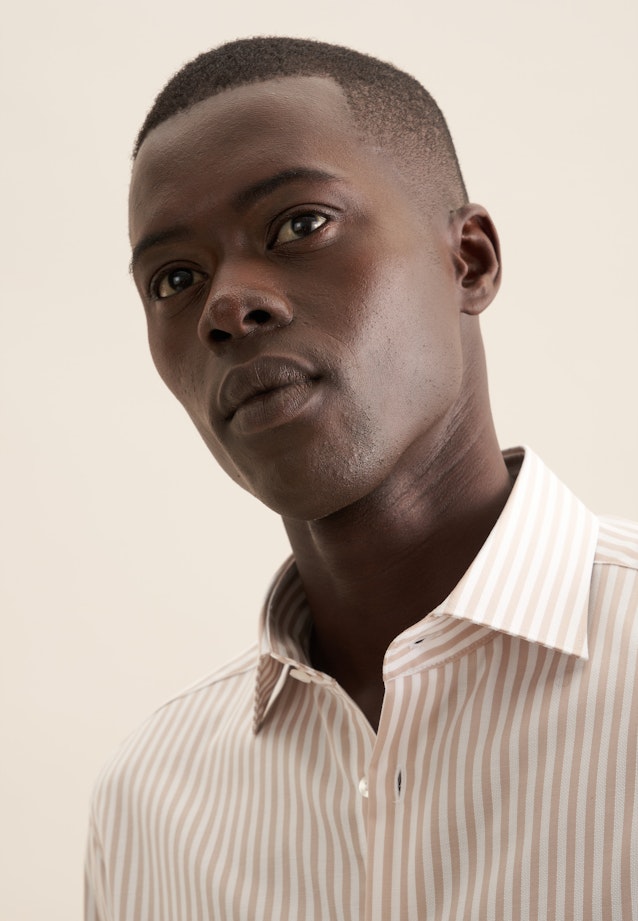 Shaped Business Hemd Gestreift in Beige |  Seidensticker Onlineshop