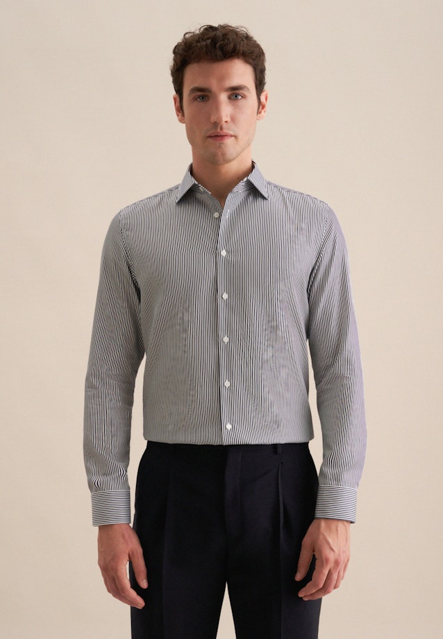 Easy-iron Satin Business Shirt in Slim with Kent-Collar in Dark Blue |  Seidensticker Onlineshop