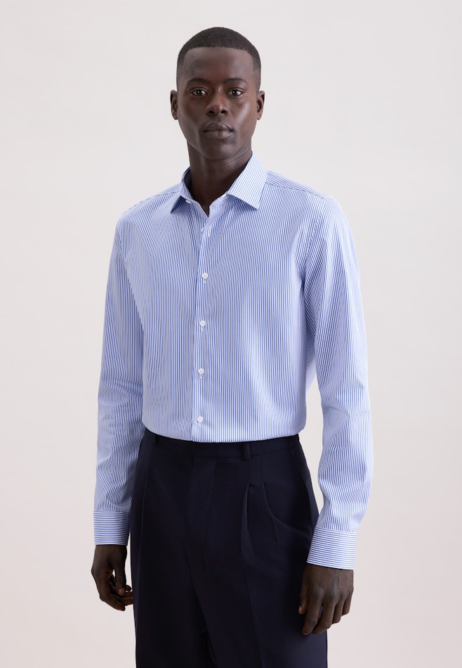 Slim Business shirt Stripes in Mittelblau | Seidensticker online shop