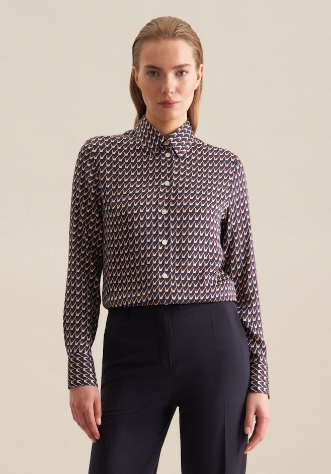 Hemdbluse Druck in Dunkelblau | Seidensticker Onlineshop