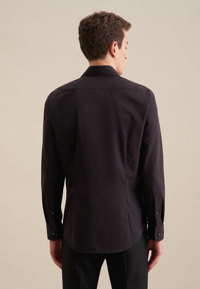 Chemise Business Slim Structuré Col Kent in Noir |  Seidensticker Onlineshop