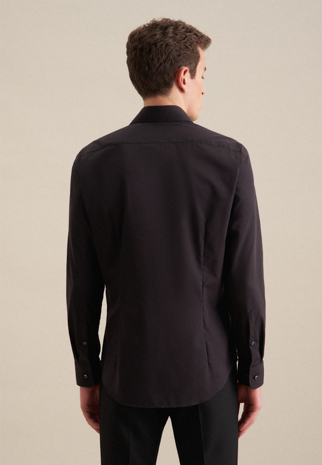 Non-iron Structure Business Shirt in Slim with Kent-Collar in Black | Seidensticker online shop