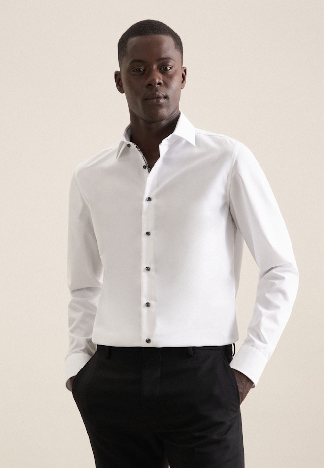 Non-iron Structure Business Shirt in Slim with Kent-Collar in White | Seidensticker online shop